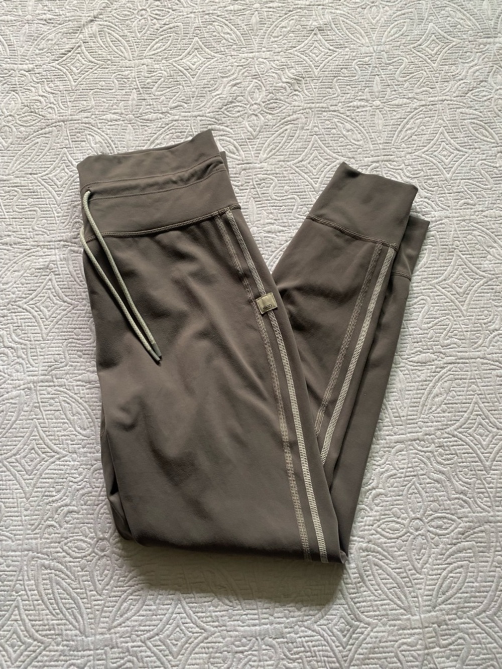 Vuori Kids Olive-Taupe Jogger Pants with Side Stripes
